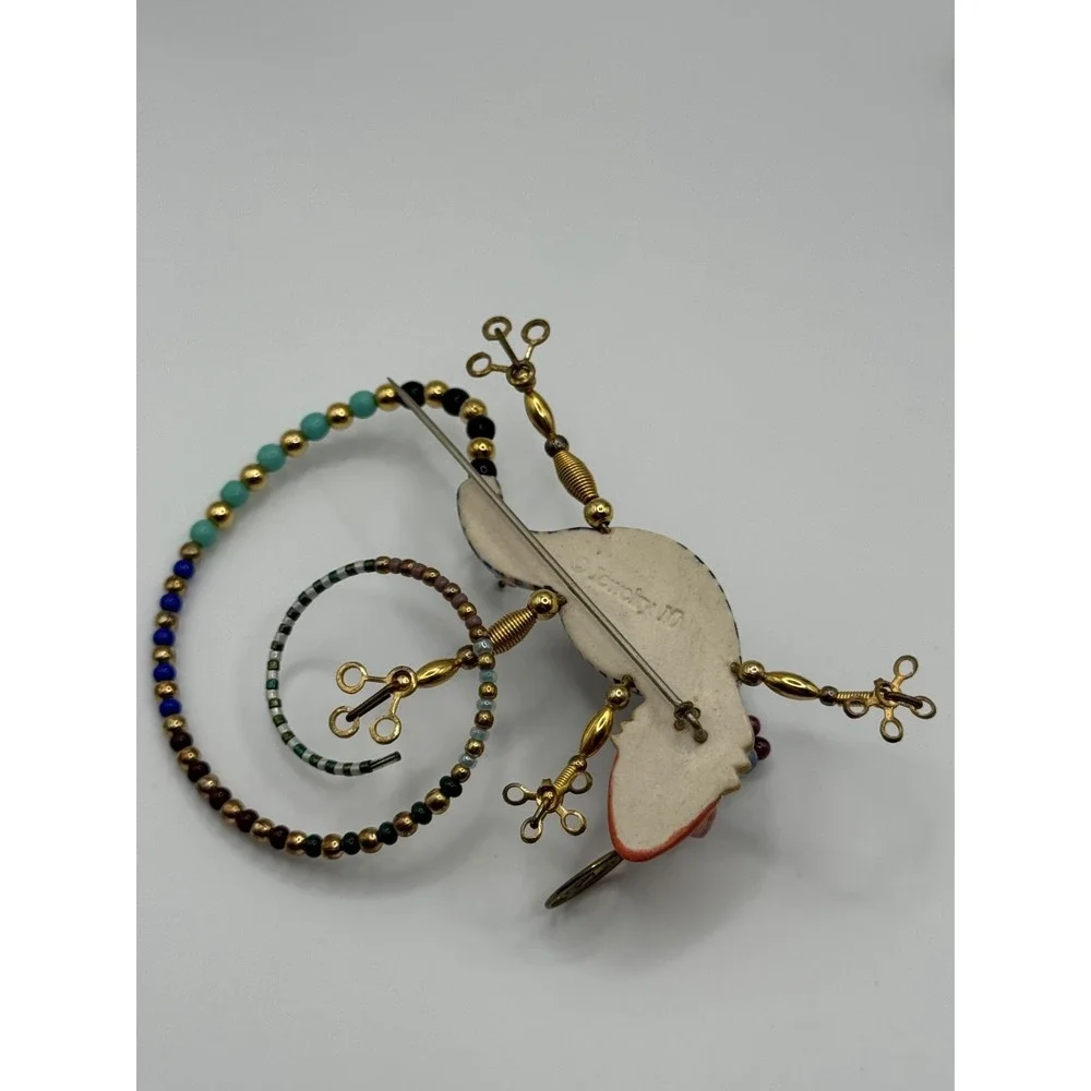 Jewelry 10 Cynthia Chuang Glazed Porcelain Glass Beaded Lizard Pin READ